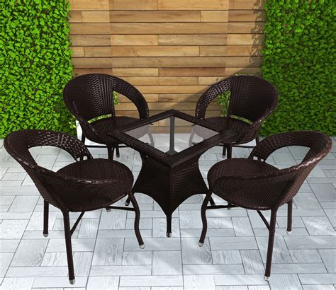 Buy Garden Patio Seating Chair and Table Set Outdoor Balcony Set Of 4 ...