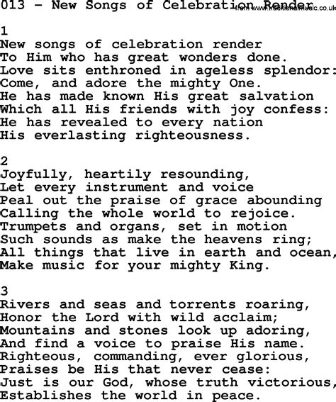 Adventist Hymnal Song 013 New Songs Of Celebration Render With