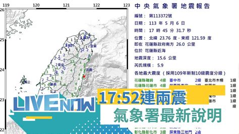 1830直播】連兩震1752花蓮有感地震 初估震度3級以上 氣象署最新說明｜20240506｜三立新聞台 Youtube