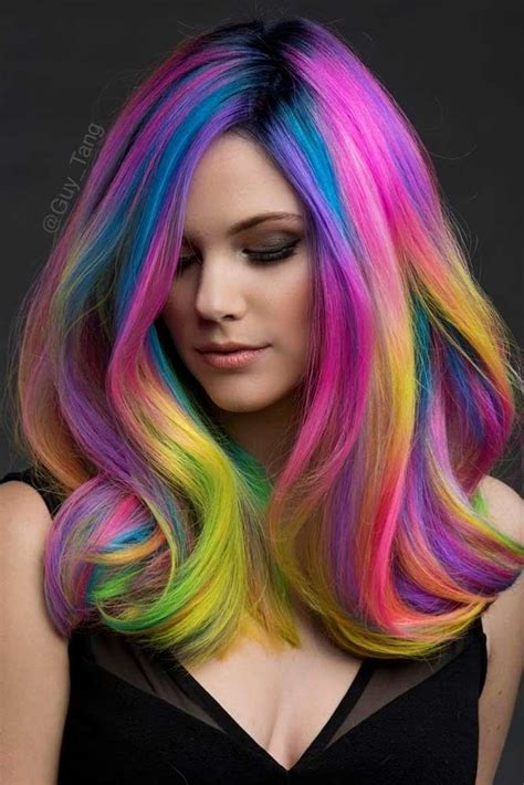 Hair Color 2017/ 2018 - Neon Highlights To Shine Brighter Than Stars # ...