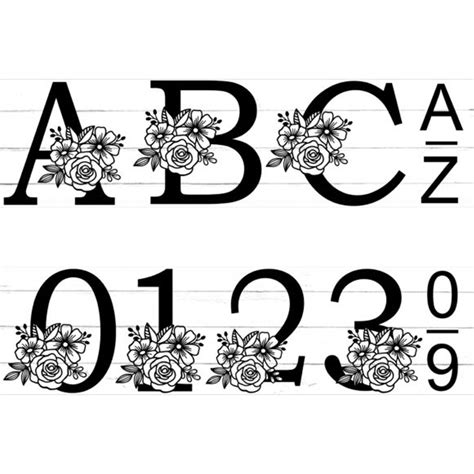 Rose Floral Alphabet And Numbers Svg Flower Monogram Frame Alphabet