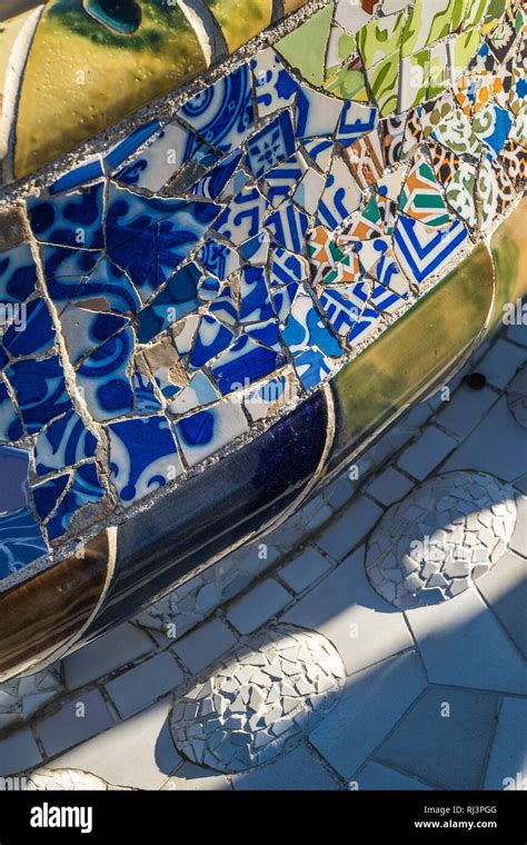 Park Guell Garden Complex With Architectural Elements Situated On The