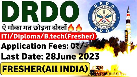 Drdo Recruitment Fresher Iti Diploma B Tech Degree Drdo Jobs