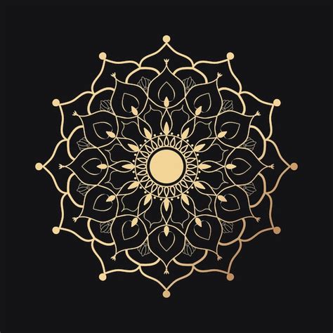 Mandala De Oro Sobre Un Fondo Negro Vector Premium