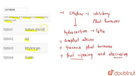 Artificial Ripening Of Fruits Banana Is Accomplished By Treatment With