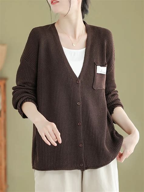 Pull D Contract Manches Longues Pour Femmes Cardigans Col En V Style