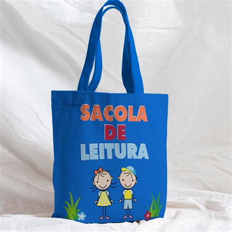 Bolsa Sacola Artesanal Sacola De Leitura Azul Crian As Elo