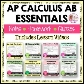 Ap Calculus Ab Guided Notes And Homework Essentials By Jean Adams