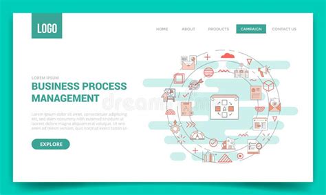 Bpm Business Process Management Concept With Circle Icon For Website