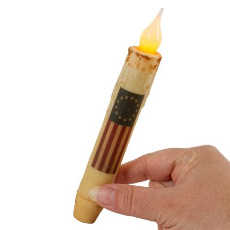 Rustic Betsy Ross Flag LED Battery Operated Taper Candle Candles And