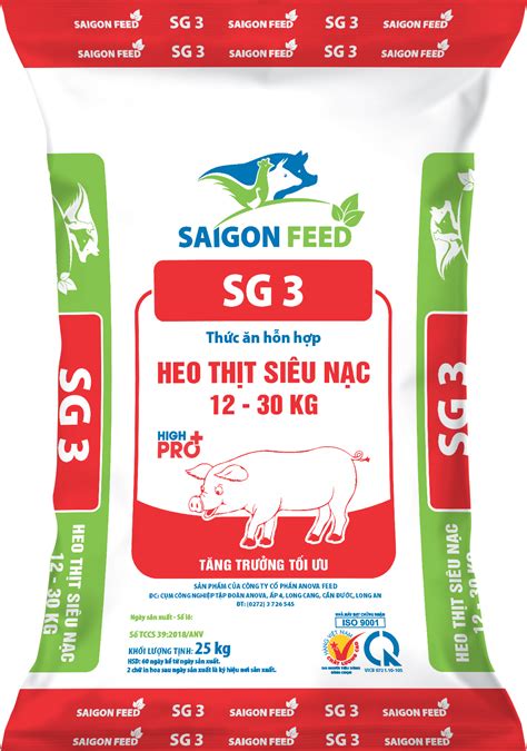 Thức ăn hỗn hợp HEO THỊT SIÊU NẠC 12 30 KG SG 3 ANOVA FEED Nhà