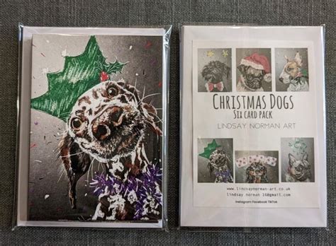 Pack Of 6 X Dog Themed Christmas Cards Animal Themed Holiday