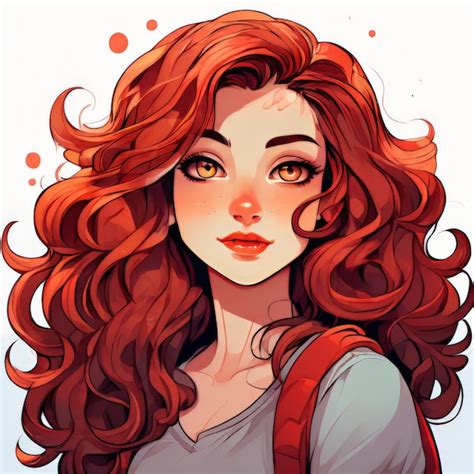 Premium Vector Beautiful Young Girl With Red Hair Vector Illustration