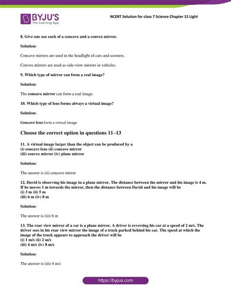 Ncert Solutions Class 7 Science Chapter 15 Light Download Pdf