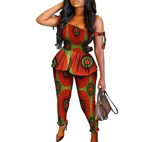 BintaRealWax African Clothes For Women 2 Pcs Set Ankara Floral Print