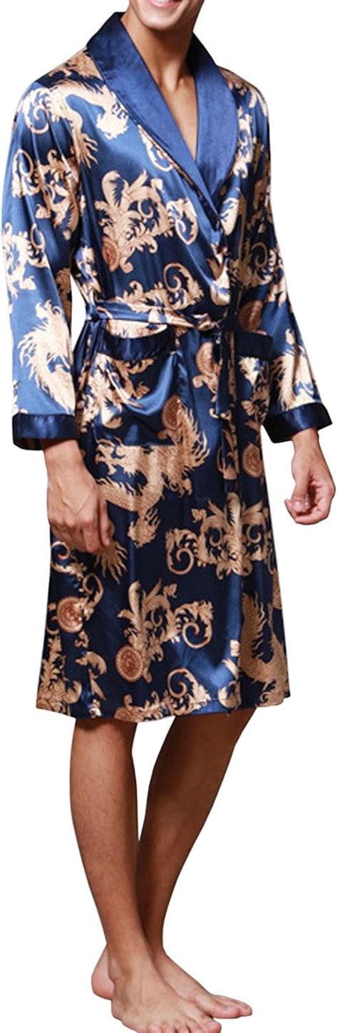 Sidiou Group Robe De Chambre Kimono Homme Peignoir Satin Robe Kimono