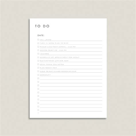 Modern To Do List Printable Check List Printable Fillable Etsy Chore