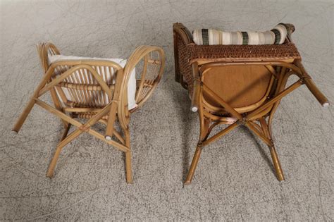 Pier 1 Rattan And Wicker Three Piece Dining Set With Associated Chair