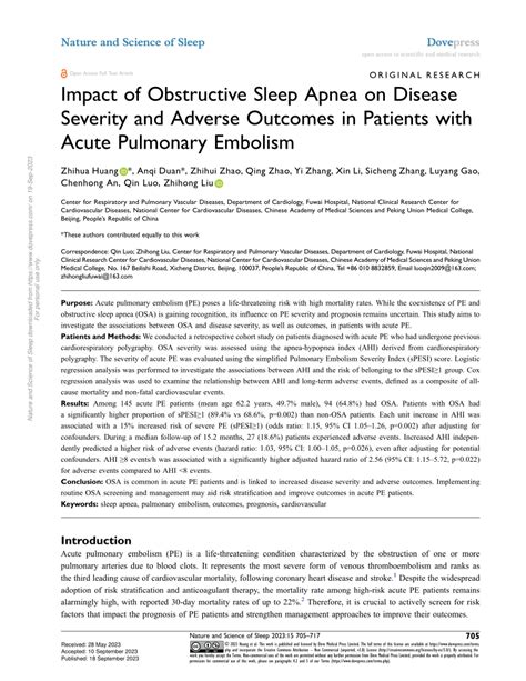 Pdf Impact Of Obstructive Sleep Apnea On Disease Severity And Adverse