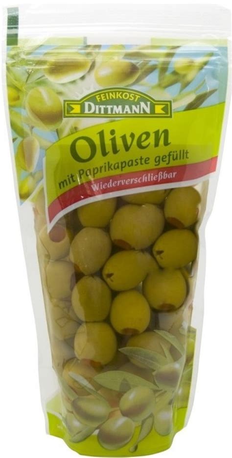 Dittmann Gr Ne Oliven Mit Paprikapaste G Von Edeka F R