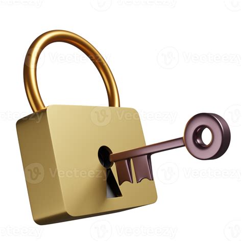 Golden Lock And Copper Key Space Isolated Concept D Illustration Or