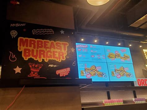 Menu at MrBeast Burger fast food, East Rutherford