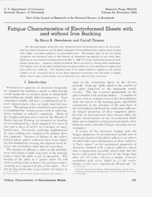 Fillable Online Nvlpubs Nist Fatigue Characteristics Of Electroformed