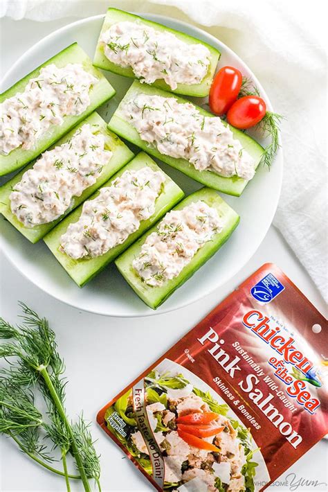 Salmon Stuffed Cucumbers Appetizers With Cream Cheese