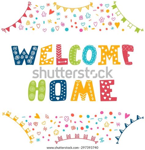 Welcome Home Text Colorful Design Elements Stock Vector Royalty Free