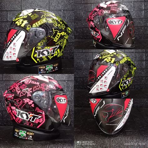 Jual Helm Kyt Nfj Aliex Espargaro Helm Kyt Half Face Dobel Visor