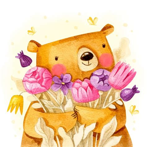 Free Vector | Watercolor female bear illustration