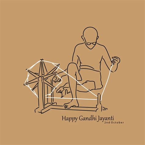 Vector Illustration Of Mahatma Gandhi Jayanti Nd October With Spinning