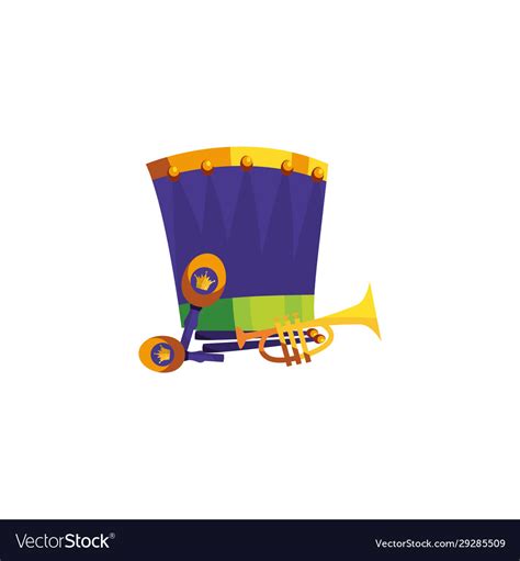 Isolated Mardi Gras Drum Maracas And Trumpet Vector Image