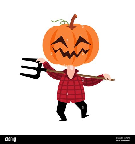 Scarecrow Ghost With Pumpkin Head Cute Halloween Cartoon Characters