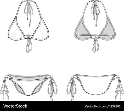 Front Back And Side Views Of Blank Bikini Vector Image