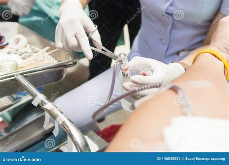 Blood Testingnurses Collect Blood From Blood Donor For Blood Donation