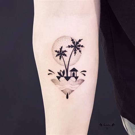 Island And Coconut Tree Tattoo By Violettebleunoir Polynesian Tattoo