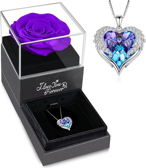 Amazon Newnove Preserved Purple Real Rose With Angel Wings