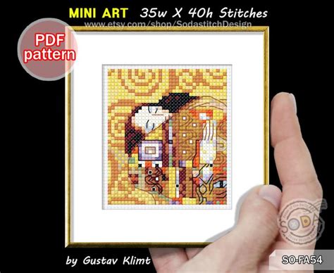 By Klimt Mini Cross Stitch Pattern Pdf Small Tiny Famous Paintings Fine