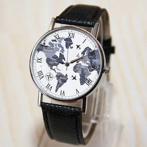 Wristwatch World Map Travel Watch Mens Watch Female Watch Unique