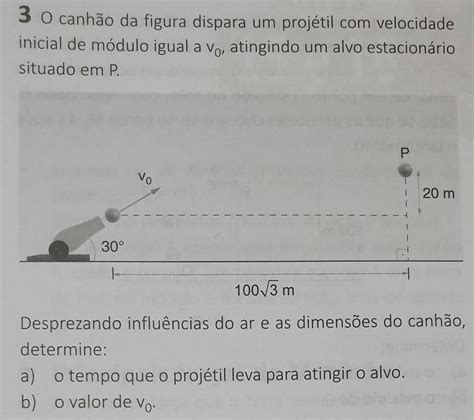 O Canh O Da Figura Dispara Um Projetil Velocidade Inicial De M Dulo