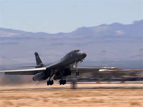 B1b Lancer Takeoff Landing Nellis Air | Editorial Video | 13301384a ...