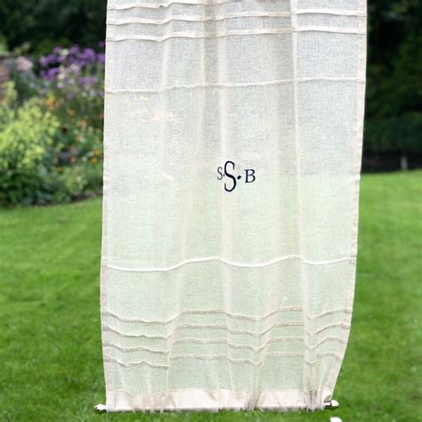 Natural Sheer Linen Panel Sidelight Curtain Monogram Front Etsy