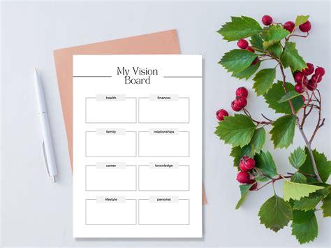 Minimalist Printable Vision Board Template Printable Dream Board Simple