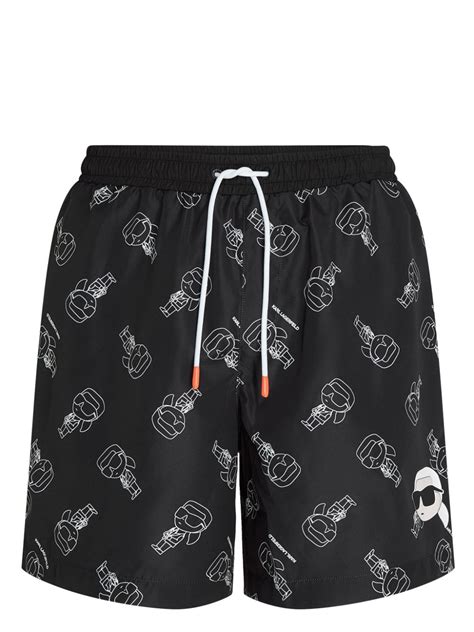 Karl Lagerfeld Ikon Logo Print Swim Shorts Black Farfetch