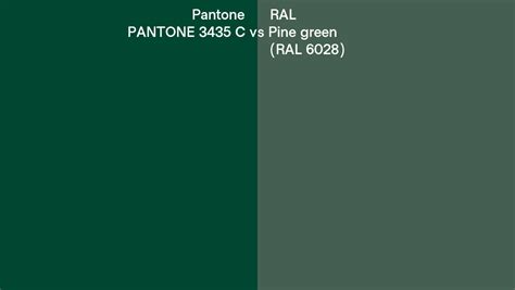 Pantone 3435 C Vs RAL Pine Green RAL 6028 Side By Side Comparison