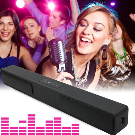 Wooden Mini Tv Soundbar Lonpoo 800b 20w Bluetooth Sound Bar Subwoofer With Touch Pannel Usb Aux