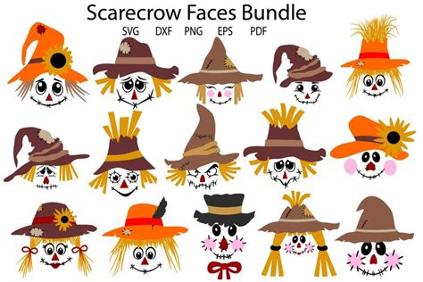 Scarecrow Faces Bundle Halloween Svg Scarecrow Sublimation