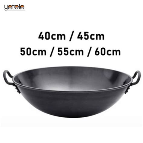 Wok Pre Seasoned Traditional Non Coated Round Bottom Carbon Steel Pow