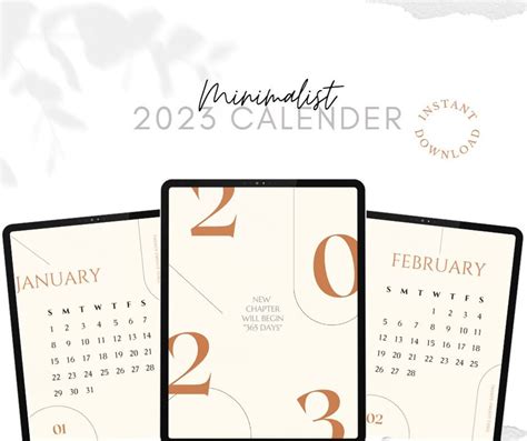 2023 Calendar Minimalist Theme Printable Digital Calendar - Etsy